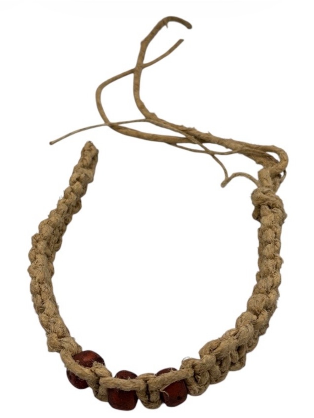 15.5” Handmade Thick Hemp 6.5” Adjustable Necklace W/ 3 Pendant